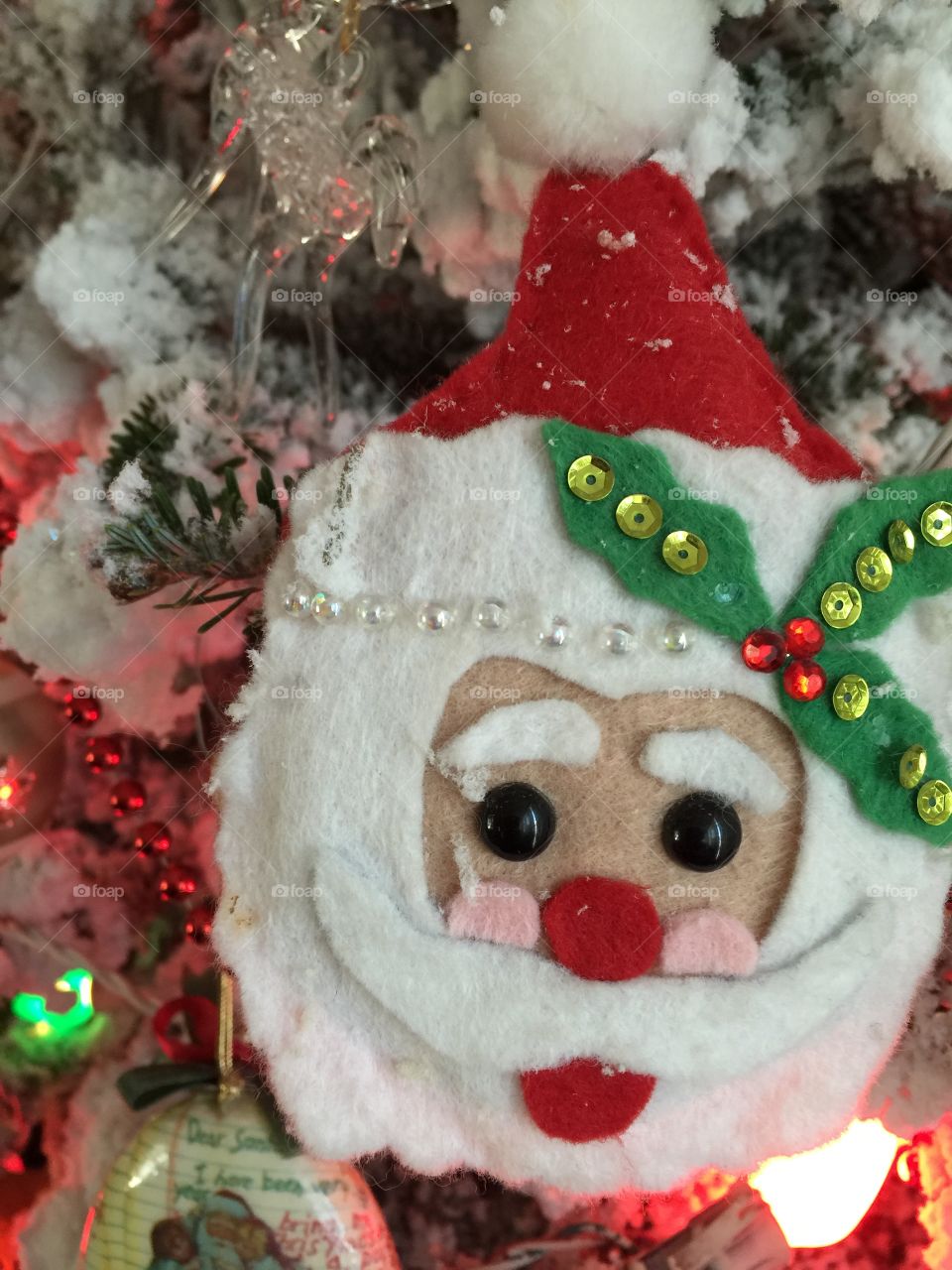 Close up Santa felt ornament 