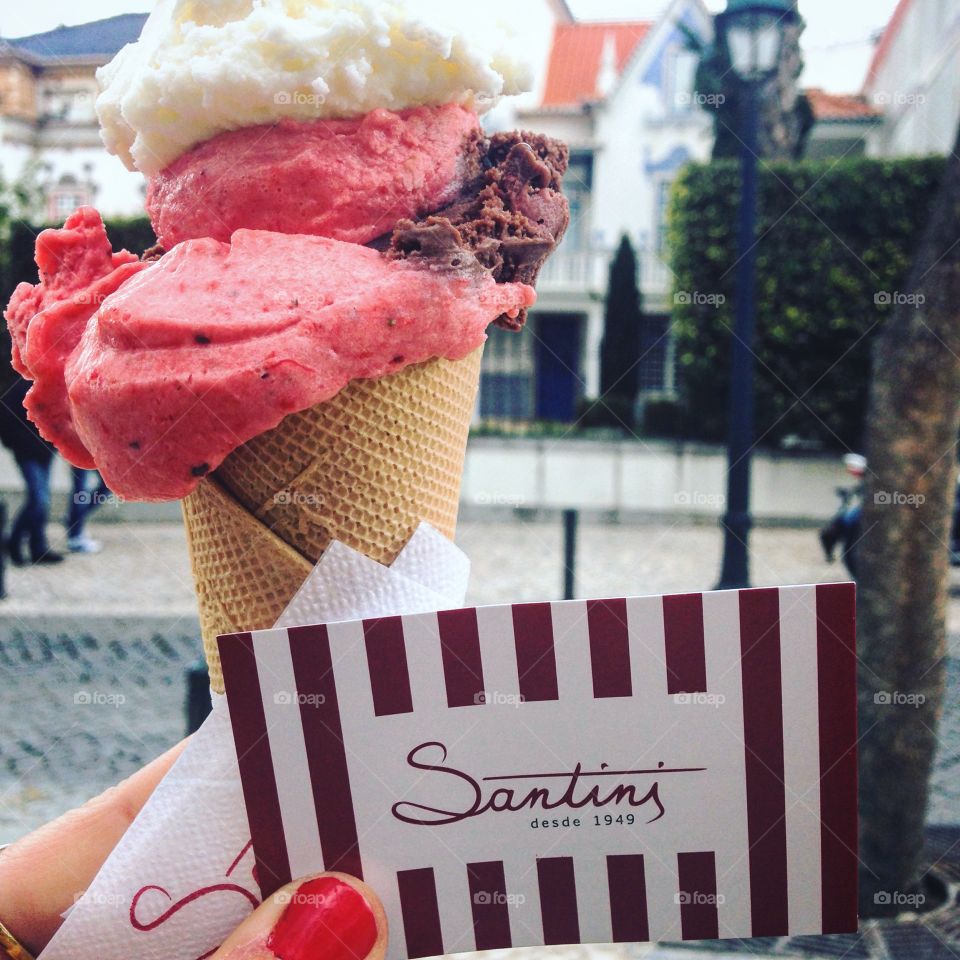 Ice cream from Santinis in Cascais, Portugal