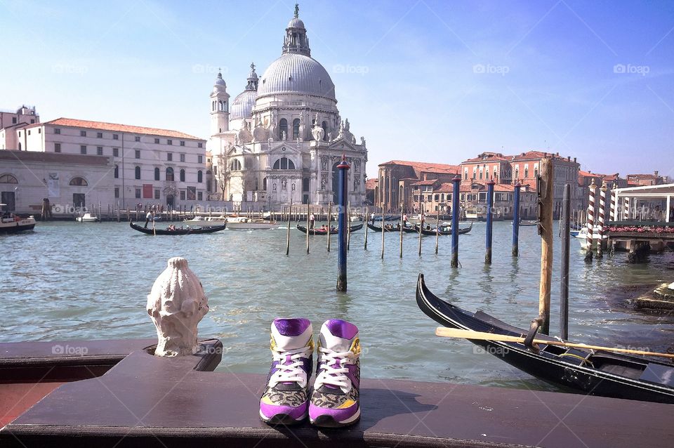 Venice from a shoes point of view . Took my supercool shoes off for a great photo at The Bauer Hotels terrace. 