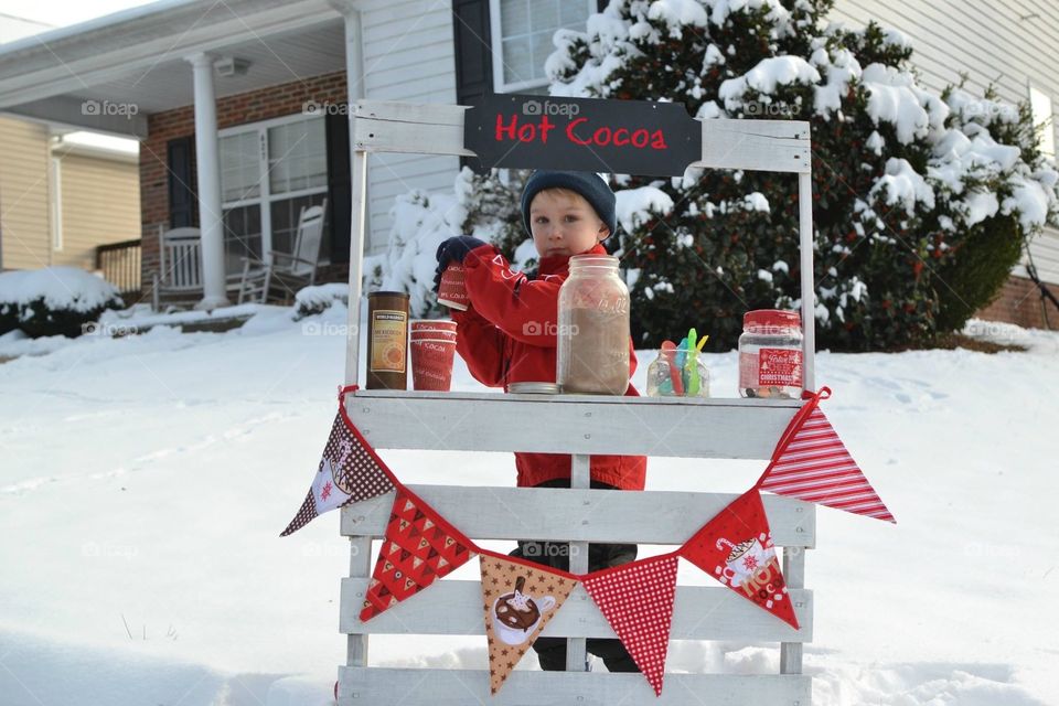 Hot cocoa stand and a cutie 