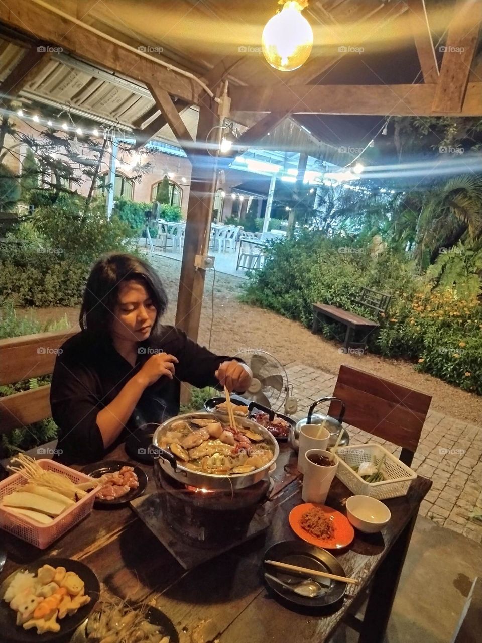 I'm eating Thai BBQ. It's called Moo Kratha.