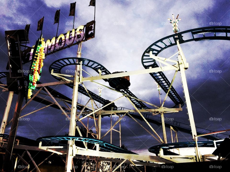 Roller coaster at dusk
