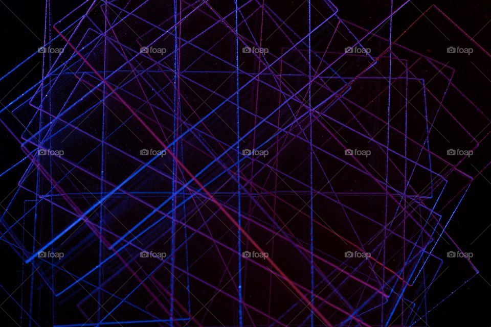 blue and red lines on a dark background