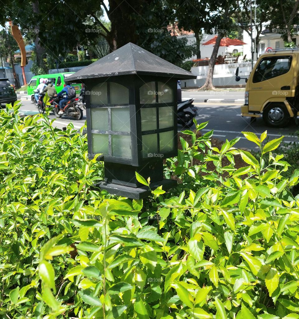 garden lights located on the side of the road