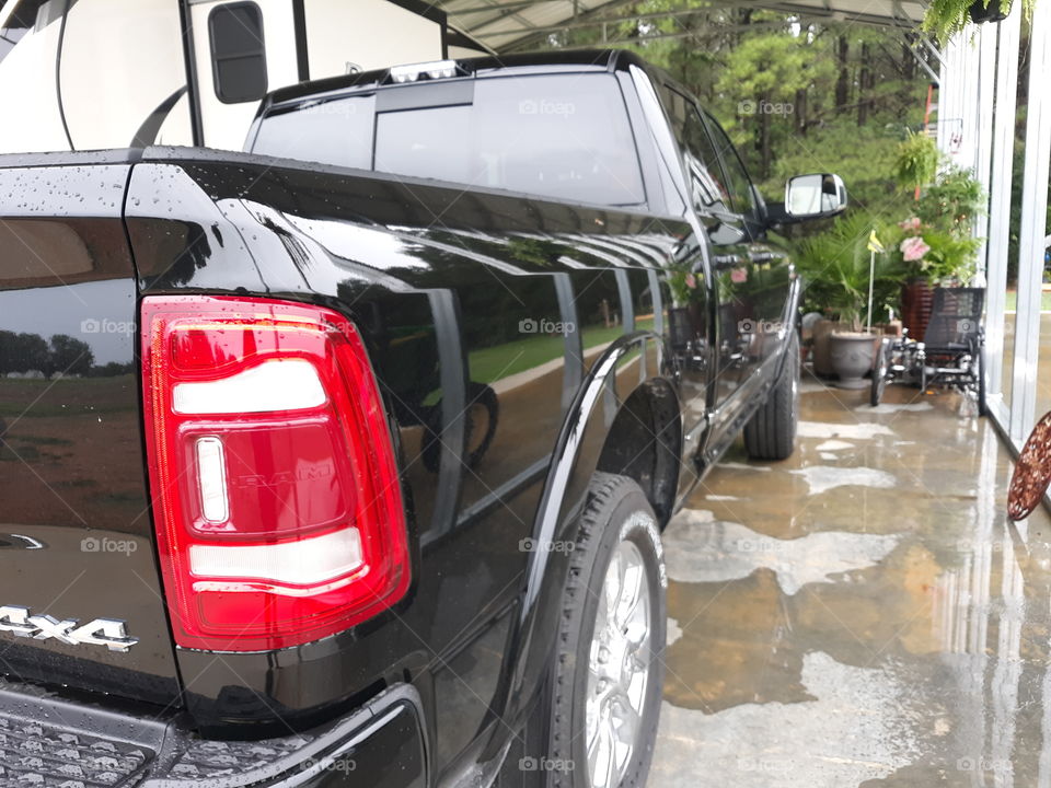 Side view of Dodge Ram truck