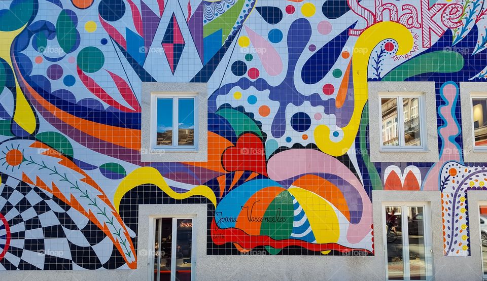 Colourful façade, Porto, Portugal.