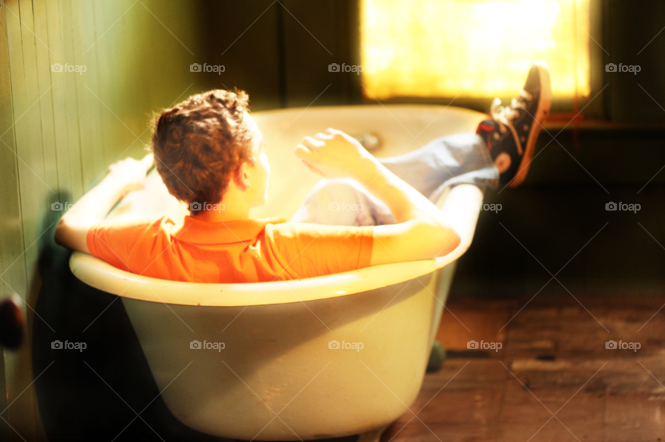 vintage boy funny bathing by lightanddrawing