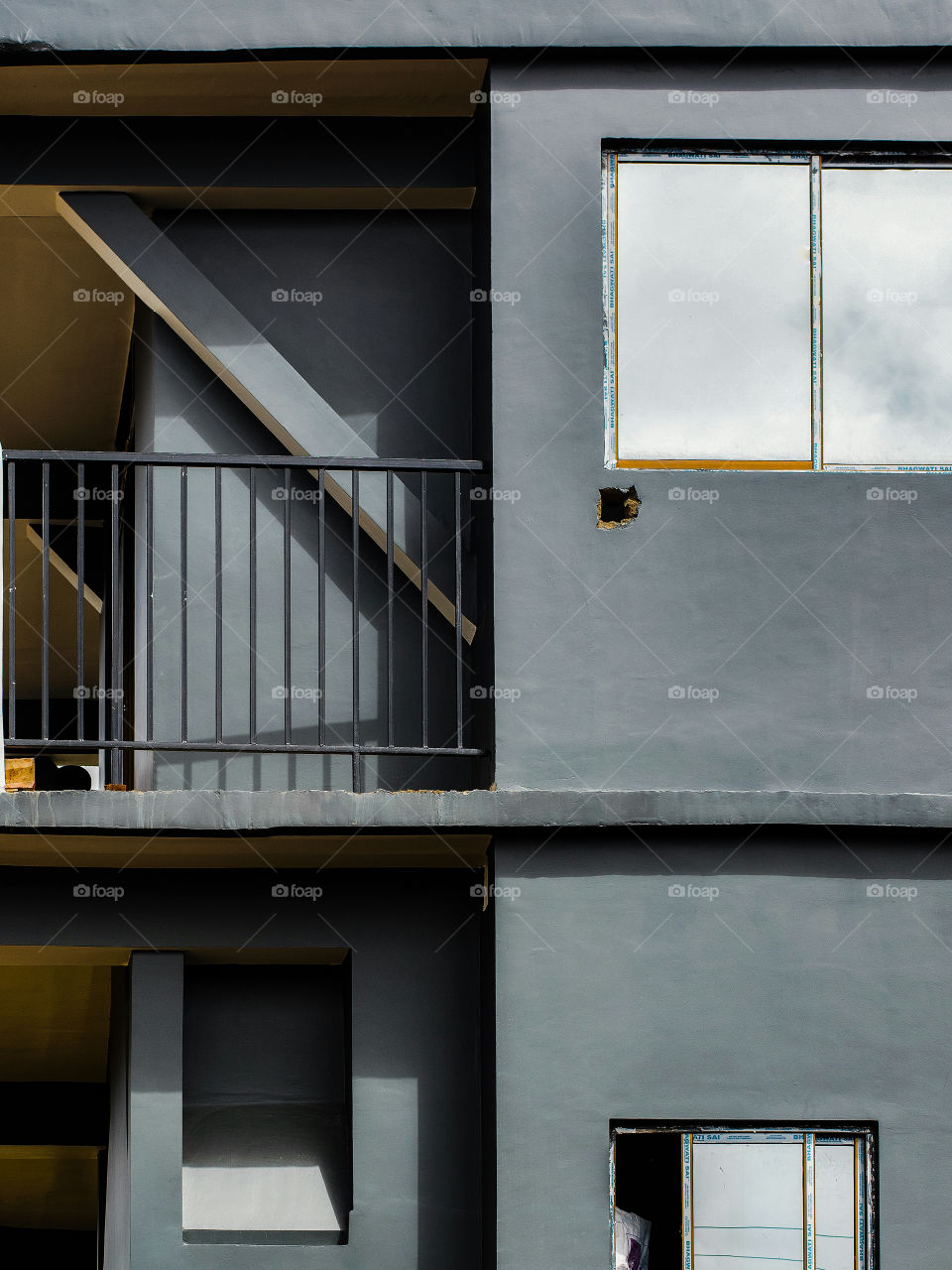 Display of light and shadow on an exterior of a building