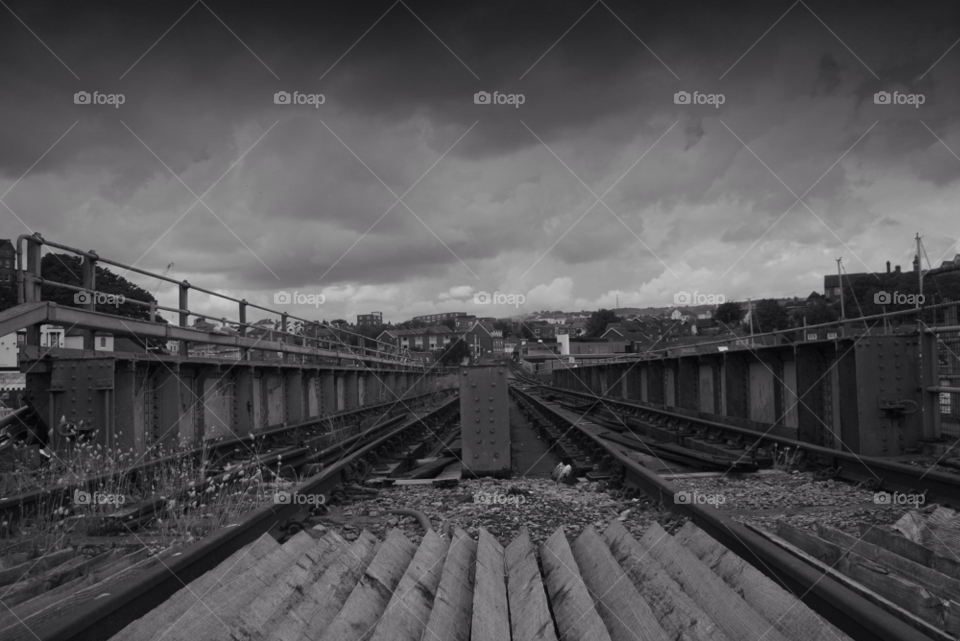 railway bridge harbour black and white by leonbritton123