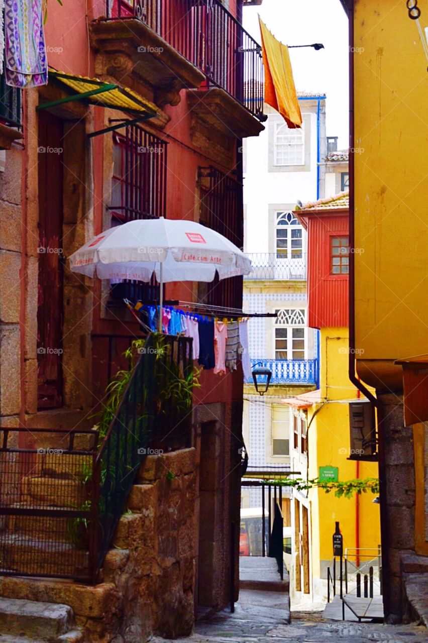 Colourful houses in porto 
