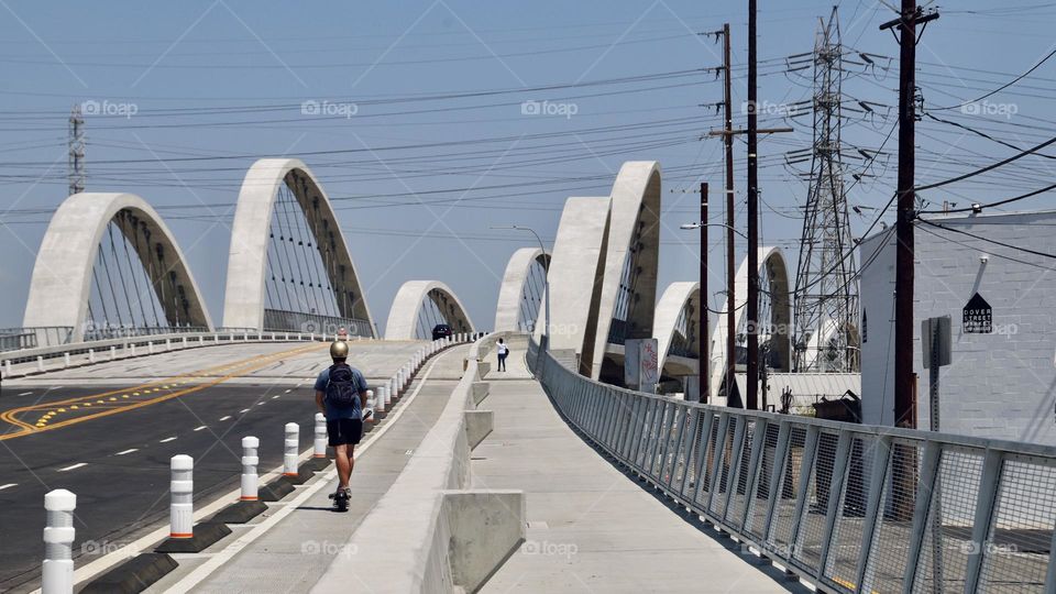 The recently completed (and reopened) Sixth Street Bridge connecting Boyle Heights and the Arts District. Authorities closed bridge due to “illegal activity” a few days ago but it is now drivable (until the next takeover). 