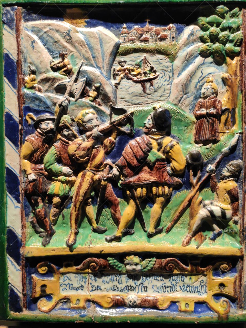 Medieval ceramics battle scene