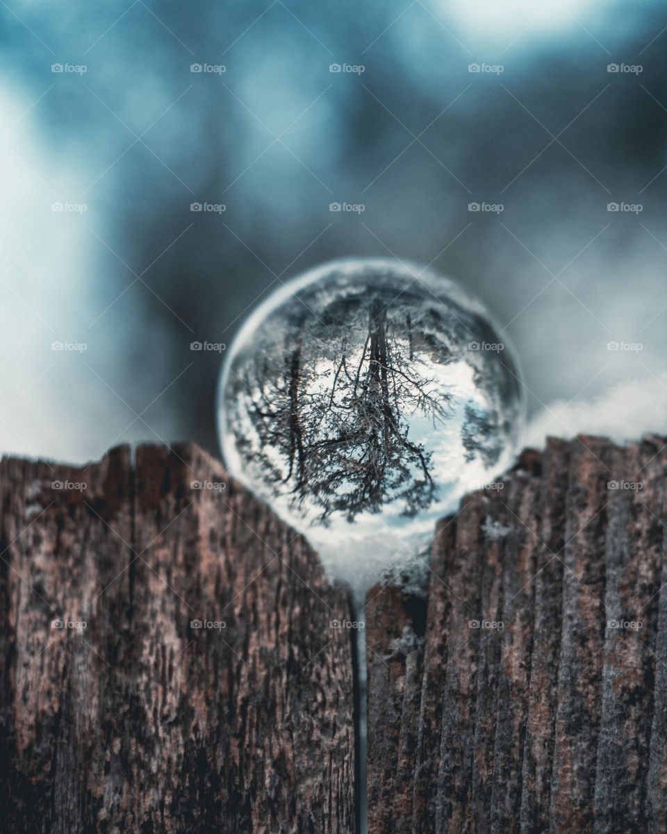 Glass ball in the snow