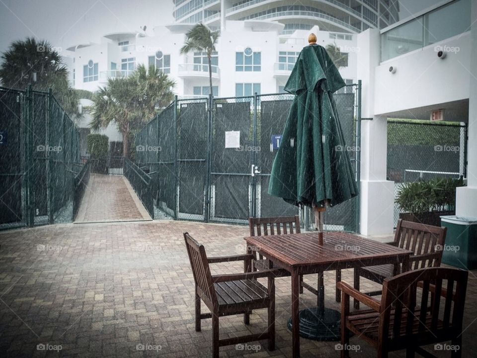 Rainy day at a resort in south Beach, Miami Beach, FL