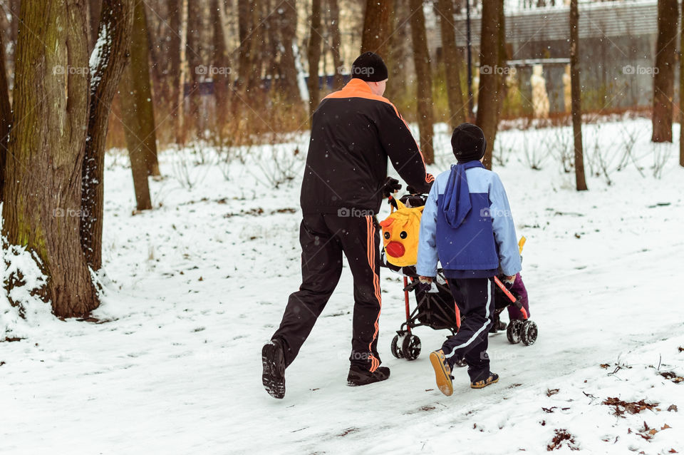 family walking