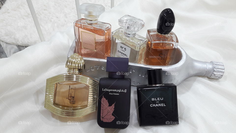 Perfumes in different stylish bottles
