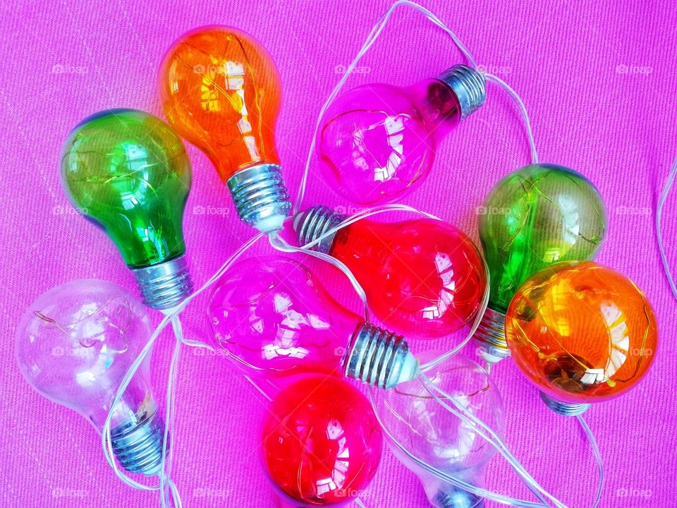 Background with many colored bulbs