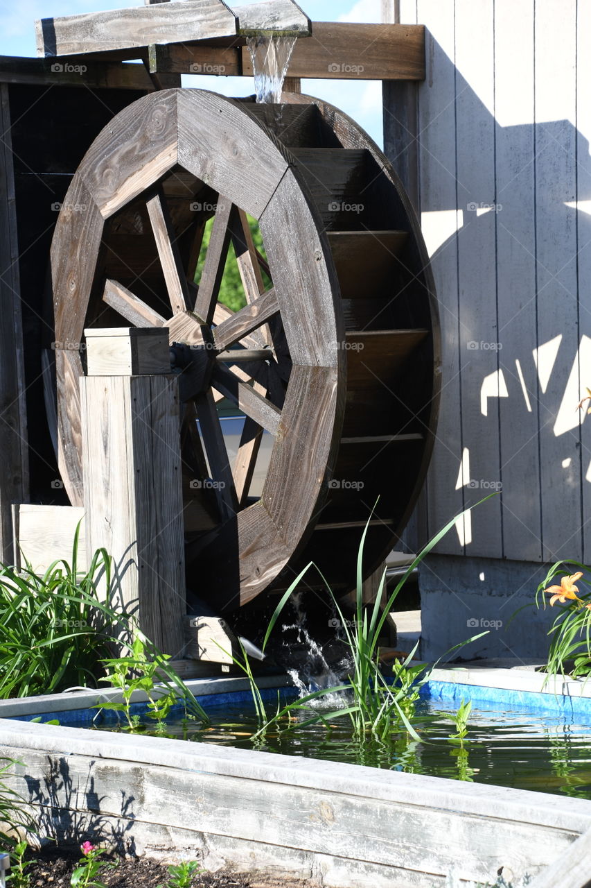 water wheel with pond