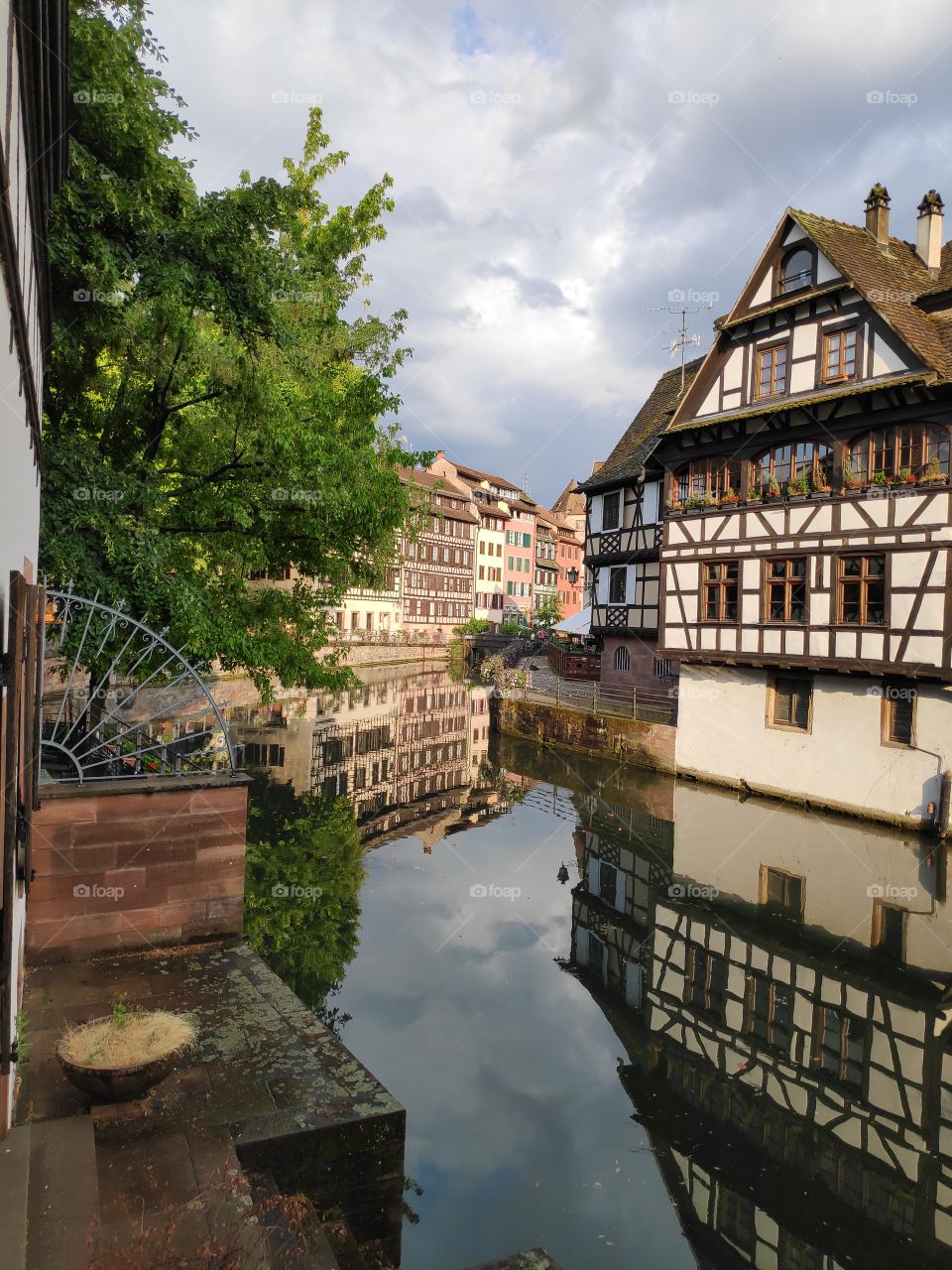 View of Colmar in France with mirror effect