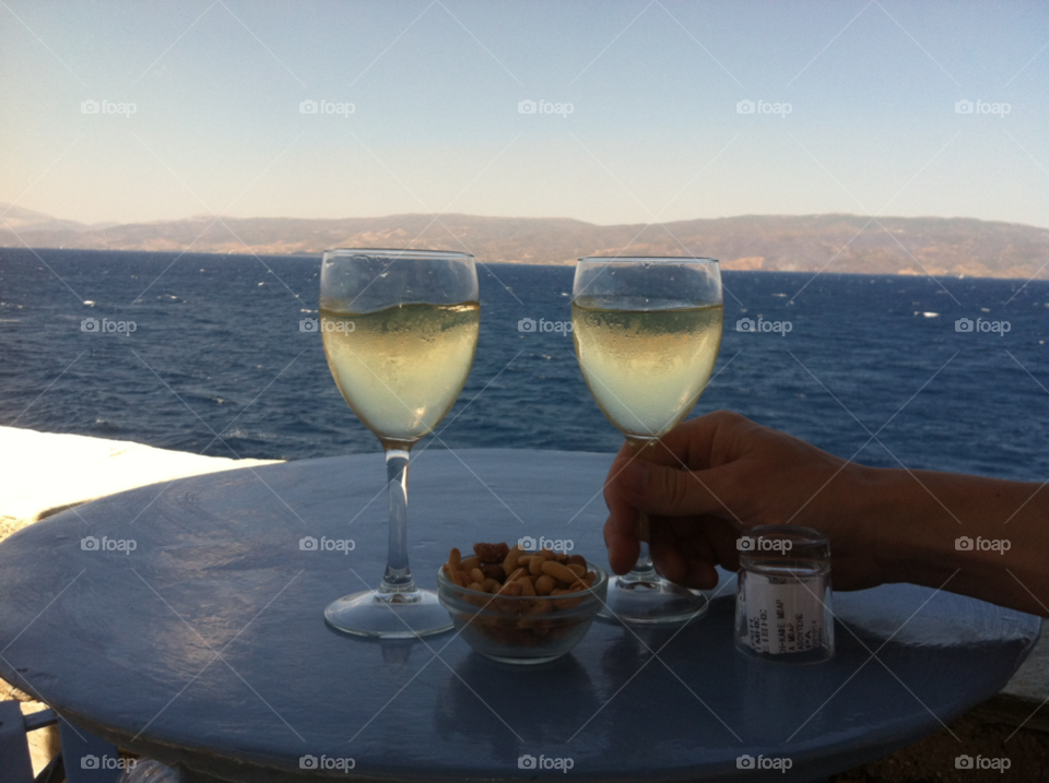 sea greece white wine enjoying wine by seval0001
