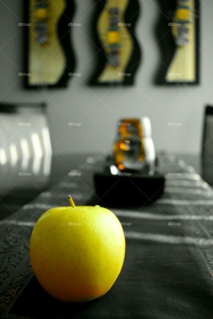 green apple table wall art black and white color