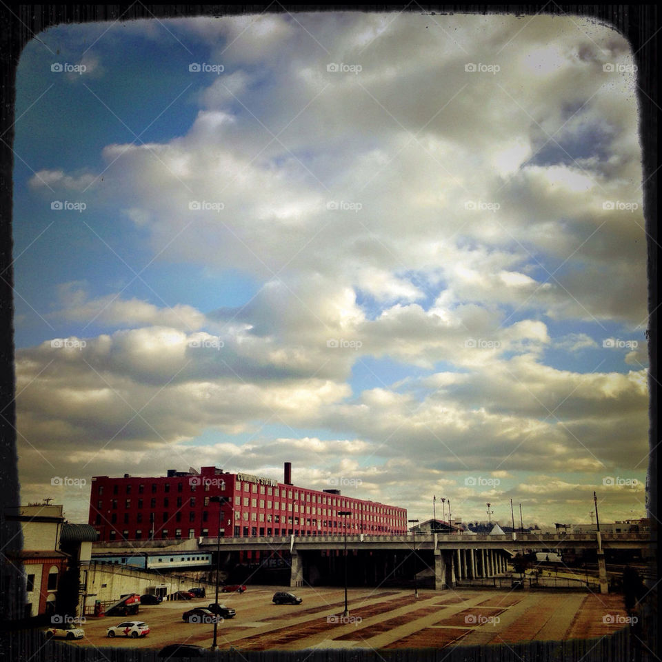 sky blue clouds factory by jasonoleham