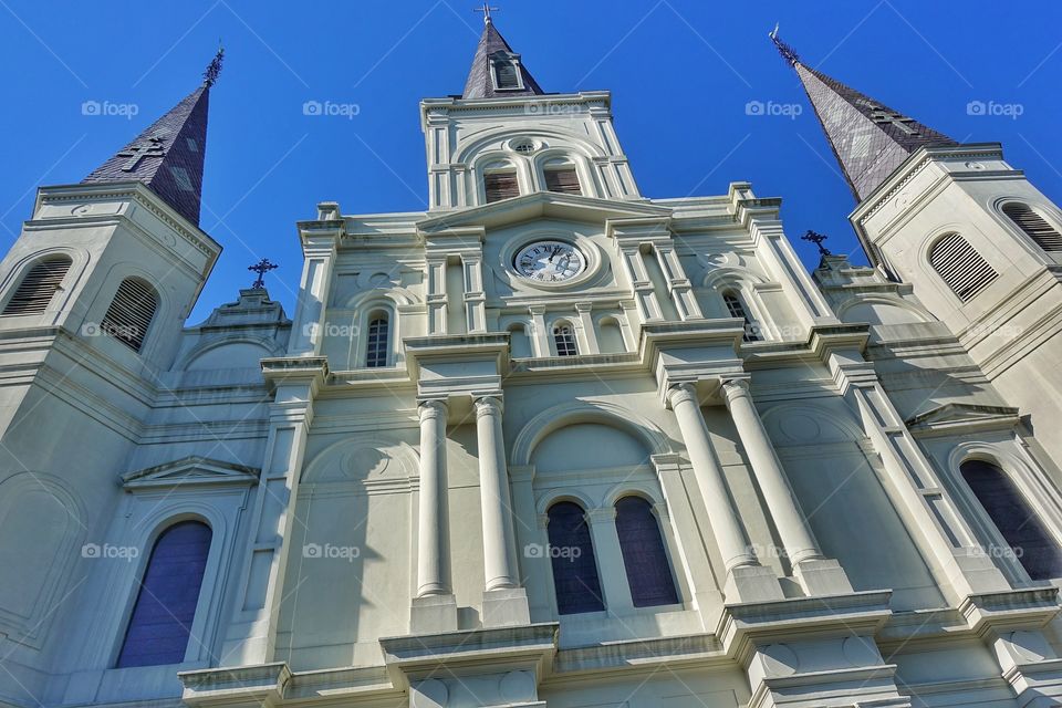 External view of St Louis Cathedral, Jackson Square at the French Quarter, New Orleans, USA.