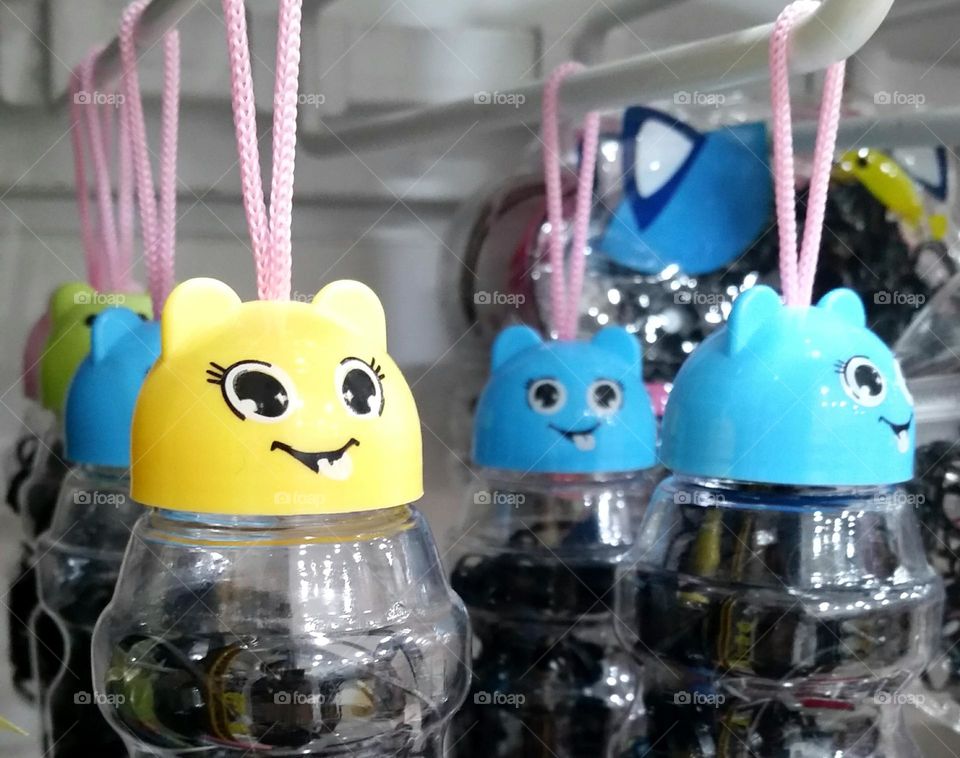 Jars of hair tie in a store...