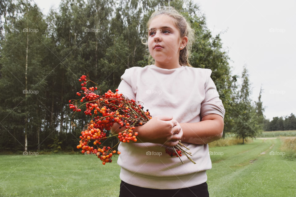 Viburnum and a teen girl