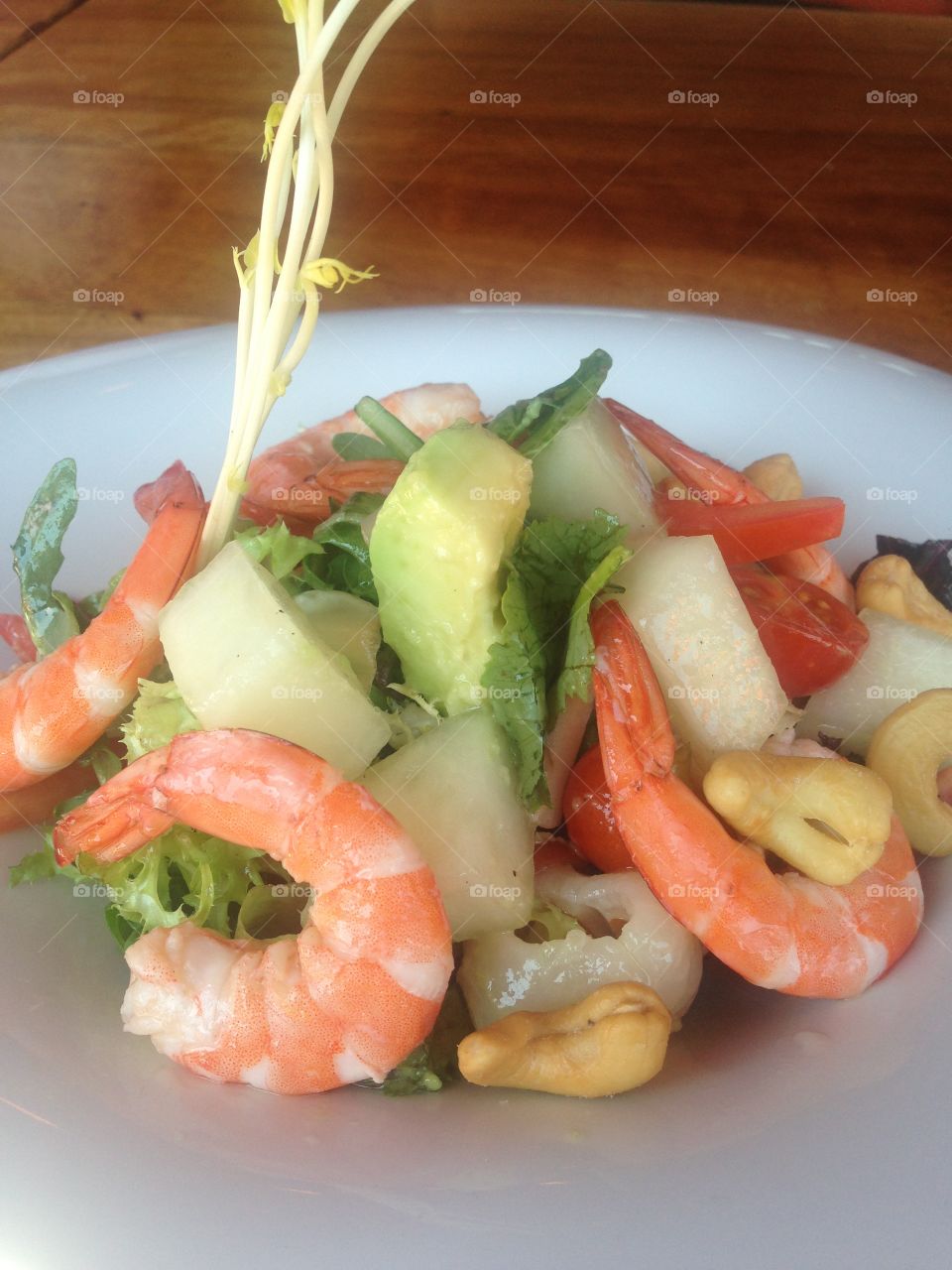 Prawn salad. Glorious food eaten at the beach in Barcelona 