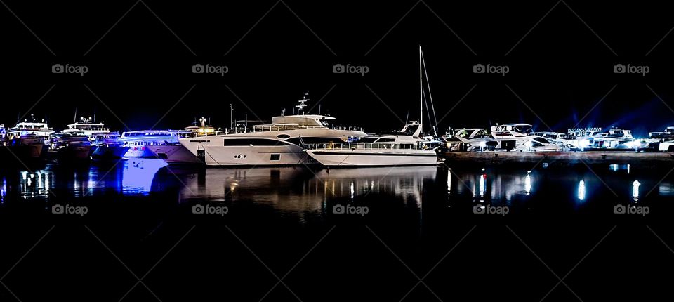 yacht at night