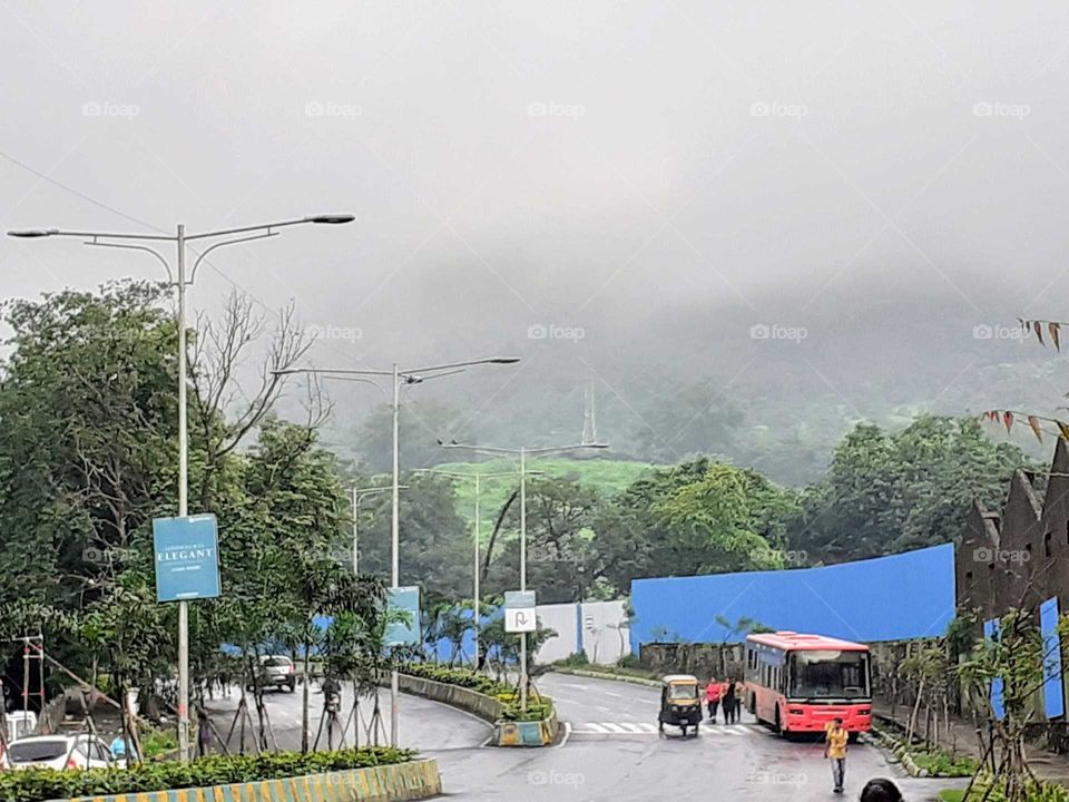 Rain and clouds with nature and the lovely green hills.shot at Thane,near Mumbai in India