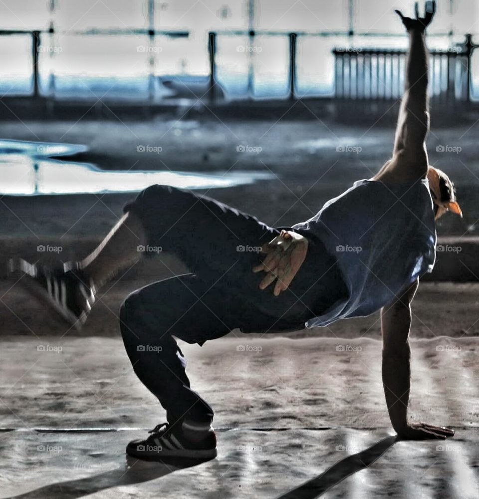 Break dance . dancer in the factory 