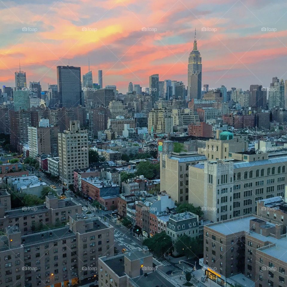 Sunset over the Empire State Building.