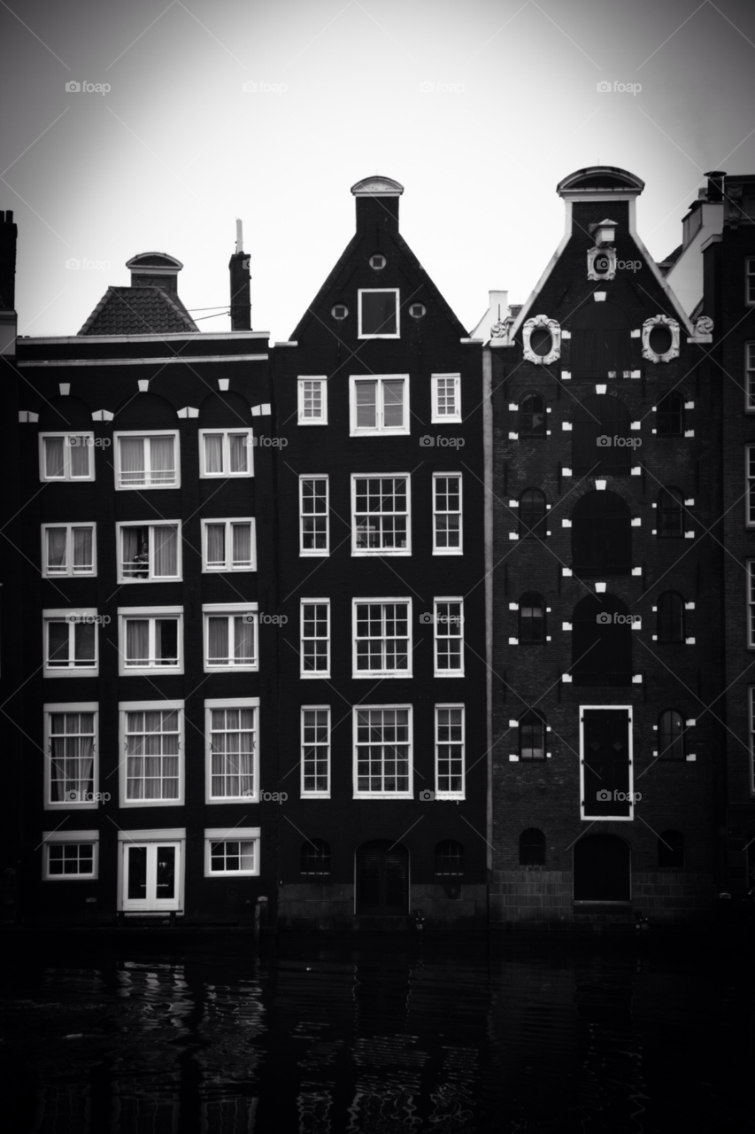 buildings black and white amsterdam holland by ponchokid