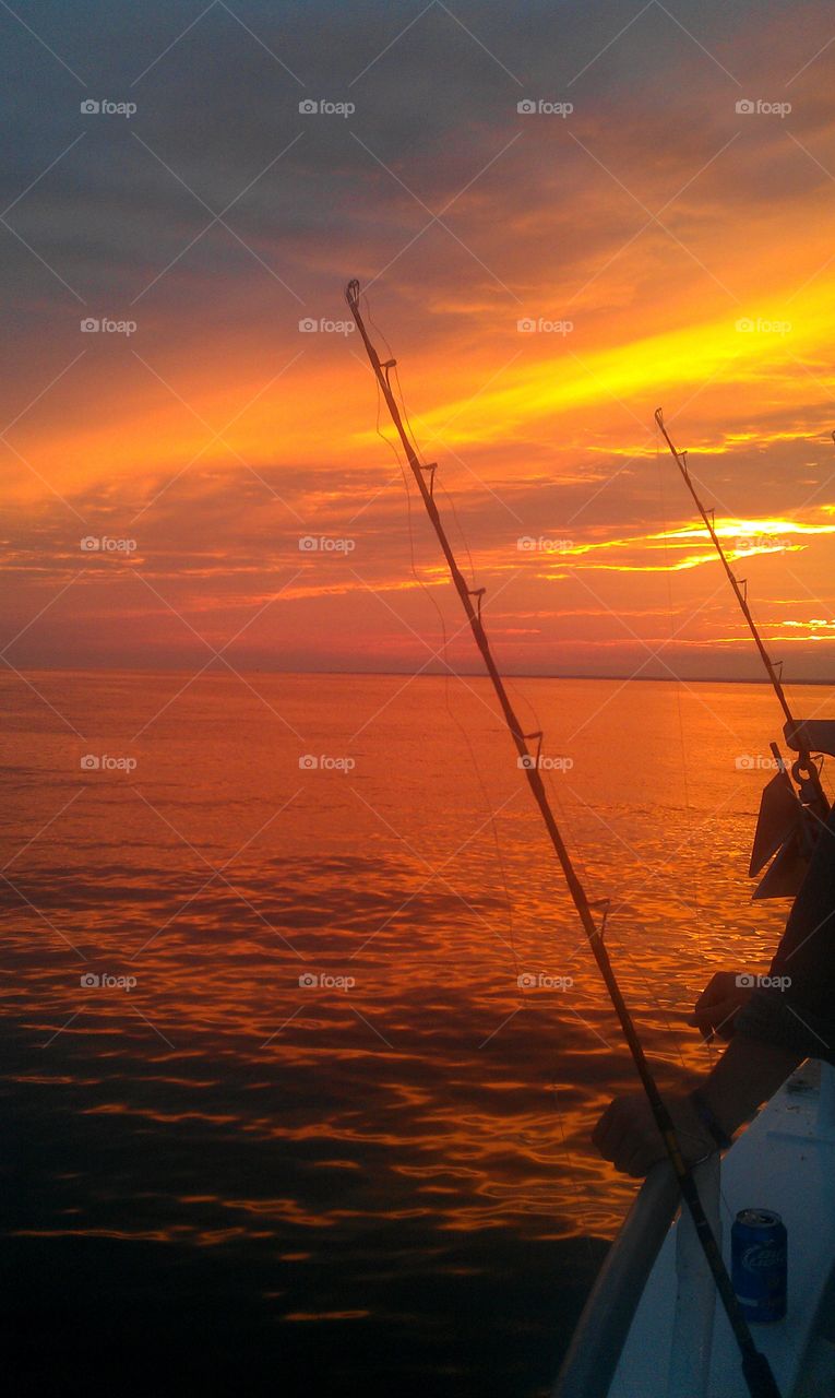 Fire in the Sky. Taken on a sunset fishing trip on the Long Island Sound. 