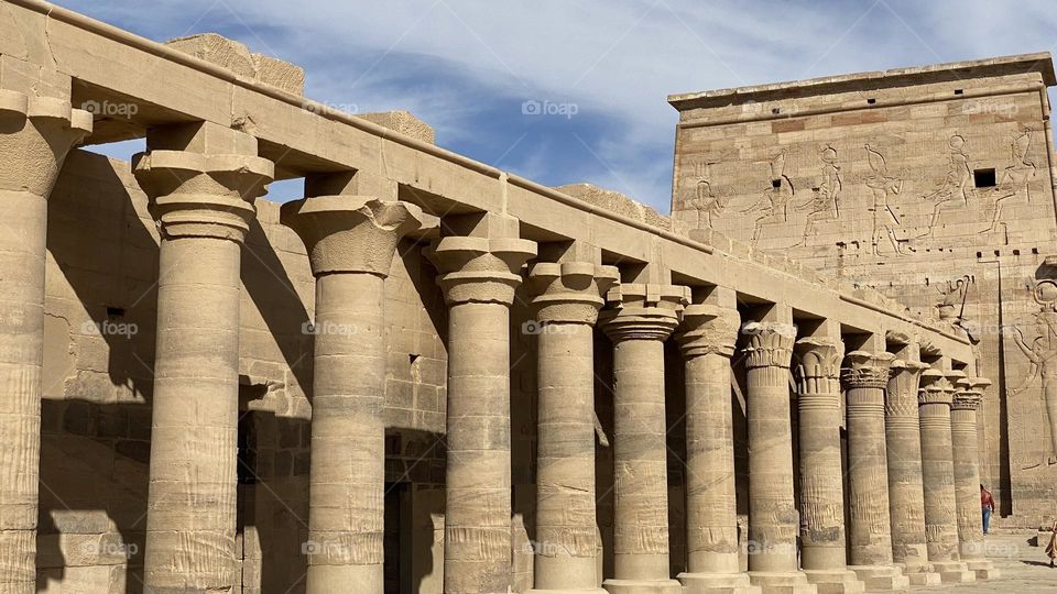 Philae temple which was completely under the water of the Nile River and in 1960 a mission of scientists and workers could successfully take it out and put it on the Island 