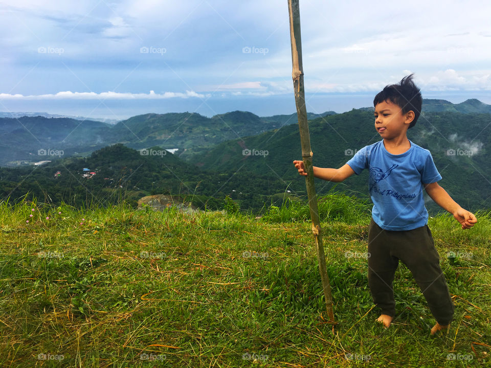 One of the youngest mountaineers in Mt. Naupa, Trekking site in Naga City, Cebu Philippines.