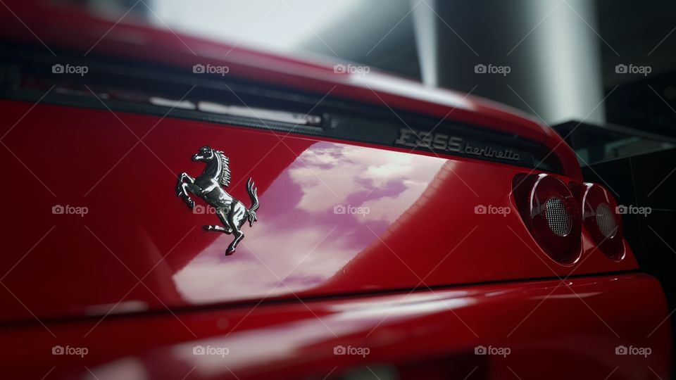Close up of luxury sports car red Ferrari 355