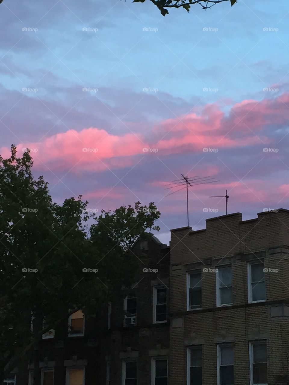 Red sky at night. Sailor's delight! Taken in Brooklyn as the sun was setting and the sky lit up pink against the clouds. Beautiful 