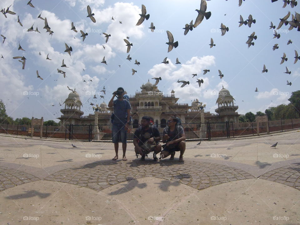 From action camera with flying dove