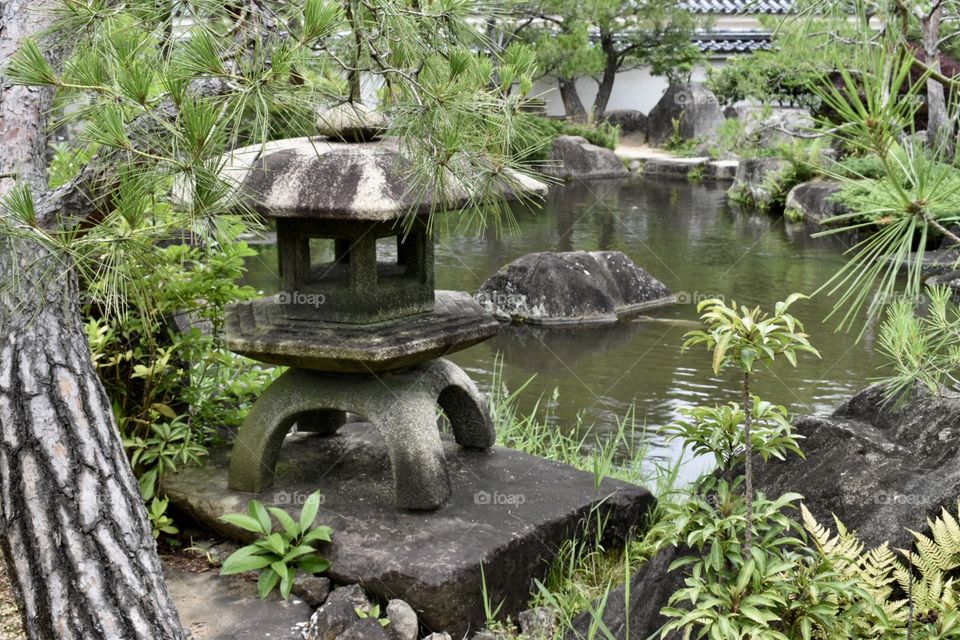 Stone lantern at Koko-en Garden, Himeji, Japan 