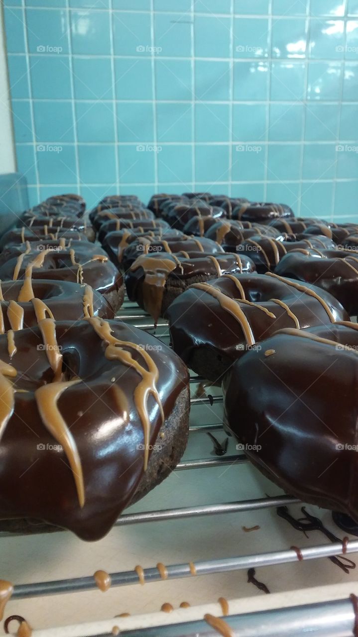 chocolate donut chocolate frosting Carmel drizzle