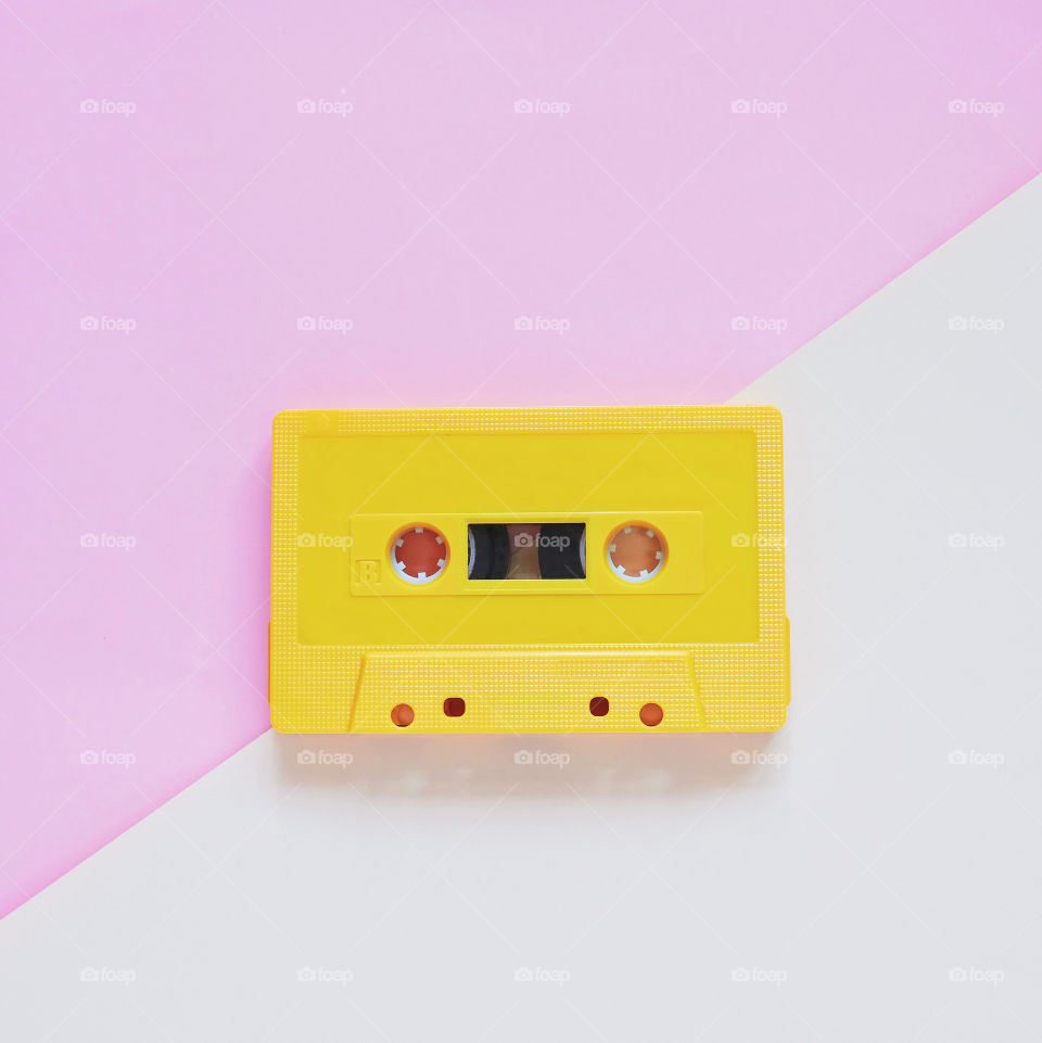 Cassette tape on colorful background