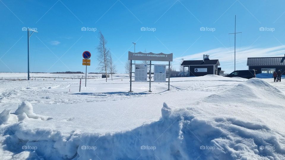 Perämeri National Park in Finnish Lapland. The sea is frozen in April.