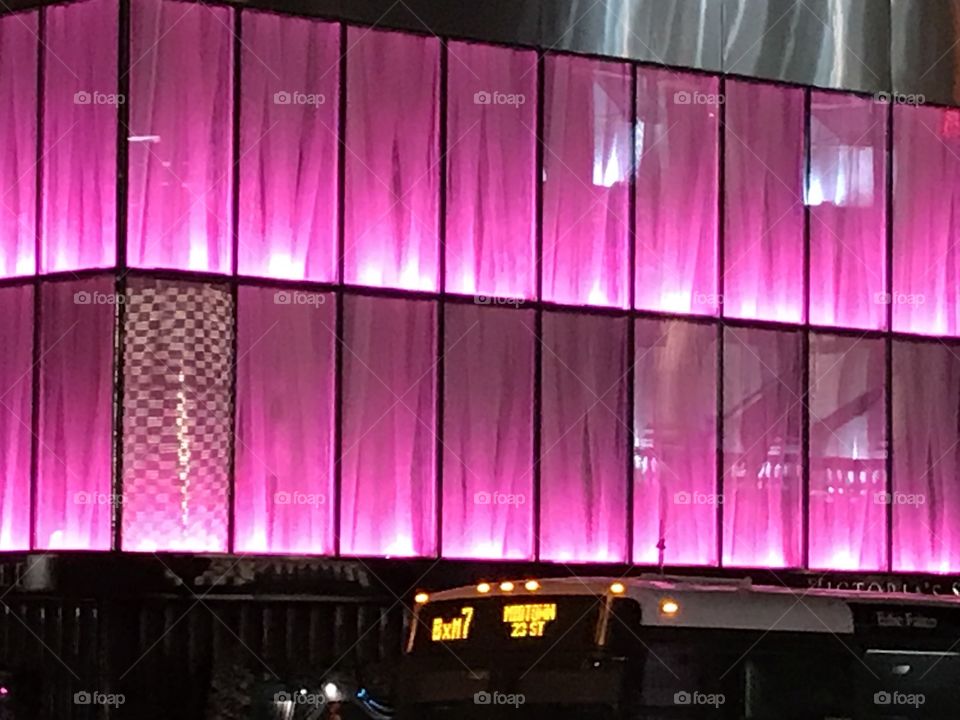 Pink Manhattan Building Lights 