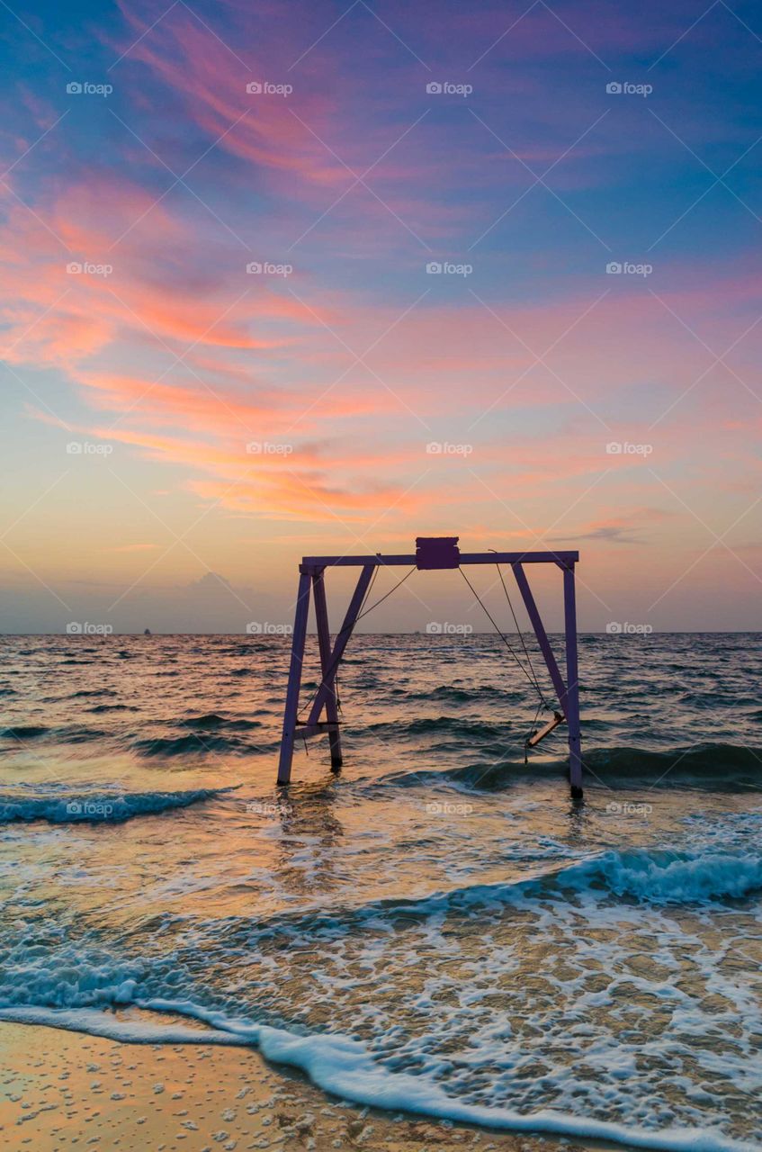 seascape during sunrise in the autumn season