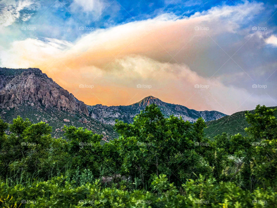 Blue and orange sky from wild fires in southern Utah 