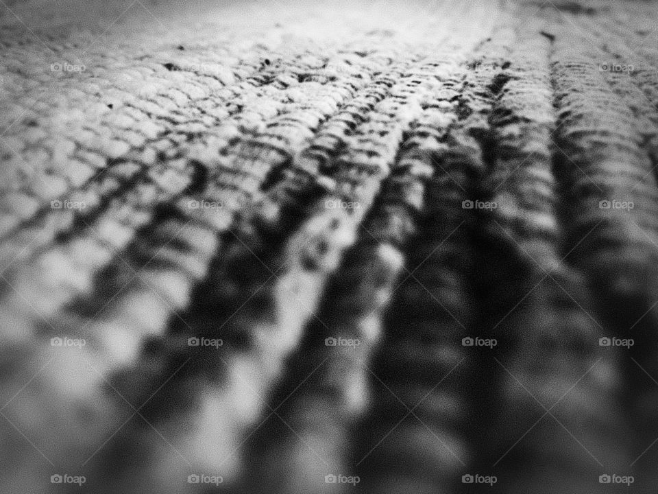 cloth place mat on table - macro photography  - black and white 