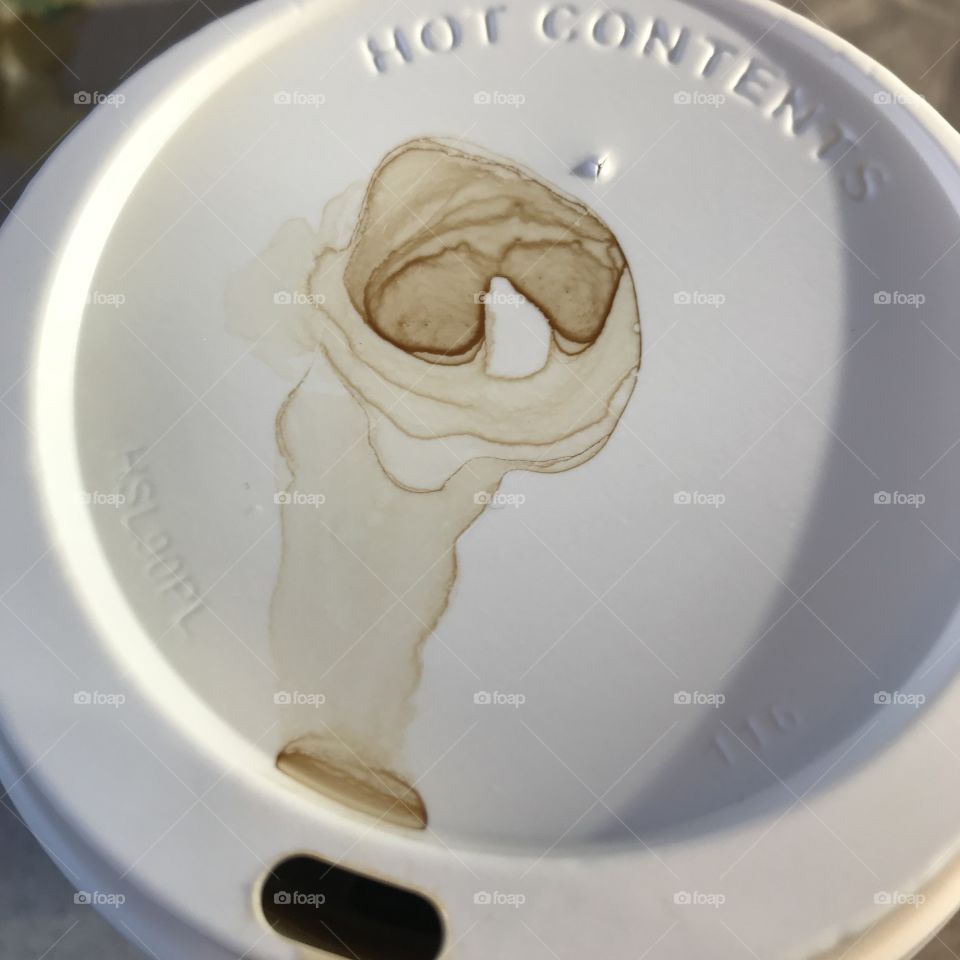 First Starbucks coffee in several years which leaked and created the hipster coffee stain.